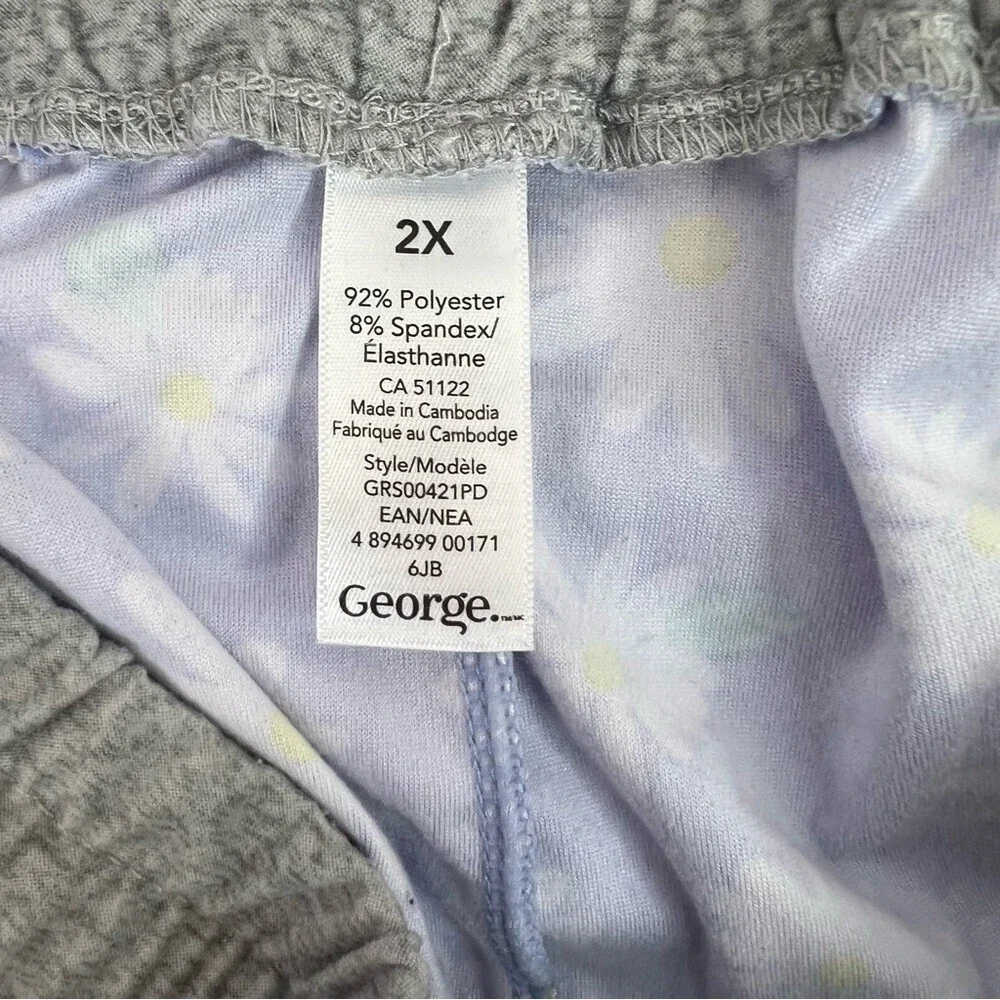 George pants daisy 🌼 flowers grey waist band Light Blue Floral Pajama Pants